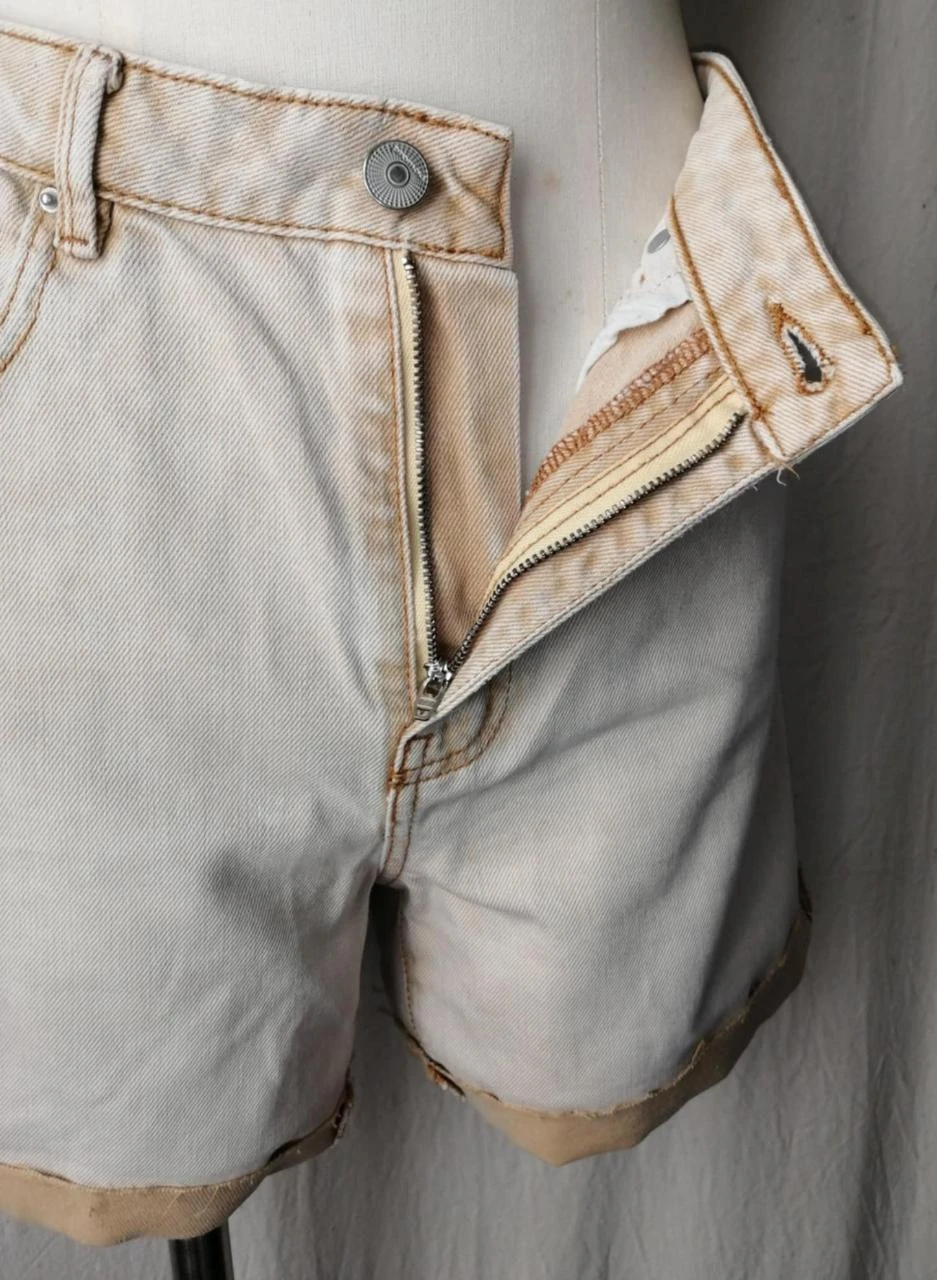 Shorts jeans de cintura alta com lavagem pêssego modelo vintage Marcel "Promod" – photo 3